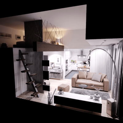 Interiér 1-izbový byt MEZONET Panské pole Vráble